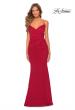 Picture of: Fitted Jersey Long Dress with Lace Up Back in Burgundy, Style: 28541, Detail Picture 7