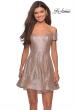 Picture of: Sequin Off The Shoulder Short Homecoming Dress in Champagne, Style: 28155, Main Picture