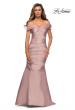 Picture of: Off the Shoulder Satin Evening Gown with Pleating in Champagne, Style: 28047, Main Picture