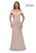 Picture of: Off the Shoulder Satin Evening Gown with Ruching in Champagne, Style: 28110, Main Picture