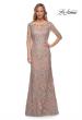 Picture of: Gorgeous Lace Long Gown with Three-Quarter Sleeves in Champagne, Main Picture
