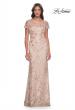 Picture of: Fitted Chic Beaded Dress with Illusion Neckline and Short Sleeves in Champagne, Style: 30841, Main Picture