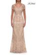 Picture of: Art Deco Beaded Long Evening Dress with V Neckline in Champagne, Style: 31844, Main Picture