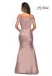 Picture of: Off the Shoulder Satin Evening Gown with Pleating in Champagne, Style: 28047, Back Picture