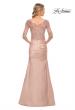 Picture of: Satin and Lace Off the Shoulder Mermaid Gown in Pink, Style: 30162, Back Picture