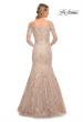 Picture of: Long Lace Mermaid Gown with Off the Shoulder Top in Pink, Style: 30164, Back Picture