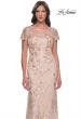 Picture of: Fitted Chic Beaded Dress with Illusion Neckline and Short Sleeves in Champagne, Style: 30841, Detail Picture 1