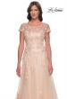 Picture of: Tulle and Lace A-Line Dress with Illusion Neckline and Short Sleeves in Champagne, Style: 31198, Detail Picture 1