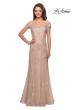 Picture of: Short Sleeve Lace Evening Dress with V Neckline in Ballet Pink, Style: 28099, Detail Picture 2