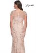 Picture of: Fitted Chic Beaded Dress with Illusion Neckline and Short Sleeves in Champagne, Style: 30841, Detail Picture 2