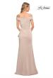 Picture of: Off the Shoulder Jersey Evening Gown with Ruffle Skirt Detail in Champagne, Detail Picture 5