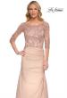 Picture of: Satin and Lace Off the Shoulder Mermaid Gown in Pink, Style: 30162, Detail Picture 5