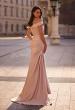Picture of: Off the Shoulder Satin Evening Dress with Pleating, Style: 28103, Back Picture