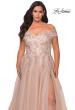 Picture of: Off The Shoulder Tulle Plus Size Gown with Lace in Champagne, Style: 28950, Main Picture