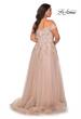 Picture of: Off The Shoulder Tulle Plus Size Gown with Lace in Champagne, Style: 28950, Back Picture