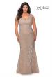 Picture of: Faux Wrap Bodice Sequin Plus Size Prom Gown in Champagne, Style: 28962, Detail Picture 2
