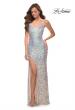 Picture of: Iridescent Long Sequin Dress with V Neckline in Champagne, Style 29936, Main Picture