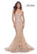 Picture of: Mermaid Lace Gown with Illusion Bodice and Open Back in Champagne, Style: 30716, Main Picture