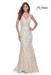 Picture of: Mermaid Print Sequin Dress with Lace Up Open Back in Champagne, Style: 31943, Detail Picture 8