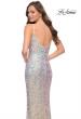 Picture of: Iridescent Long Sequin Dress with V Neckline in Champagne, Style 29936, Back Picture