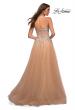 Picture of: Tulle and Lace Ballgown with High Slit and Pockets in Champagne, Back Picture
