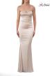 Picture of: Ruched Satin Gown with Sweetheart Neckline and Lace-Up Back in Champagne, Style: 33764, Detail Picture 25