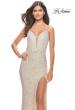 Picture of: Stretch Sequin Gown with Deep V Neck and Tie Back in Champagne, Style: 31072, Detail Picture 1