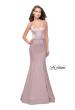 Picture of: Satin Mermaid Prom Dress with Beading and Open Back in Champagne, Style: 25711, Detail Picture 2