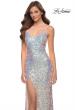 Picture of: Iridescent Long Sequin Dress with V Neckline in Champagne, Style 29936, Detail Picture 2