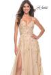 Picture of: Fabulous A-Line Gown Embellished with Sequin Beaded Applique in Champagne, Style: 32032, Detail Picture 2