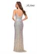 Picture of: Iridescent Long Sequin Dress with V Neckline in Champagne, Style 29936, Detail Picture 3