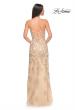 Picture of: Embroidered Lace Fitted Prom Dress with Lace Edge Slit in Champagne, Style: 32013, Detail Picture 3