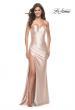 Picture of: Stretch Satin Gown with Sweetheart Top and Illusion Back in Champagne, Style: 32159, Detail Picture 3