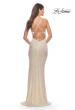 Picture of: Stretch Sequin Gown with Deep V Neck and Tie Back in Champagne, Style: 31072, Detail Picture 7