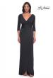 Picture of: Simple Chic Jersey Dress with Ruched Waist and V Neckline in Charcoal, Style: 31014, Detail Picture 1