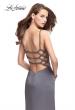 Picture of: Long Classic Form Fitting Prom Dress with Leg Slit in Charcoal, Style: 26274, Main Picture