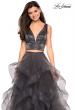 Picture of: Two Piece Metallic Tulle Dress with Rhinestone Bust in Charcoal, Style: 27445, Detail Picture 5