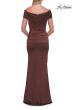 Picture of: Off-the-Shoulder Ruched Satin Evening Gown in Chocolate, Style: 33620, Detail Picture 2