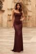 Picture of: Strapless Satin Gown with Ruched Bodice in Chocolate, Style: 33670, Main Picture