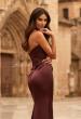 Picture of: Strapless Satin Gown with Ruched Bodice in Chocolate, Style: 33670, Detail Picture 8