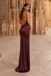Picture of: Halter Satin Fitted Gown with Open Back in Chocolate, Style: 33732, Back Picture