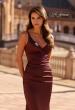 Picture of: Satin Fitted Gown with Strappy Open Back in Chocolate, Style: 33611, Detail Picture 3