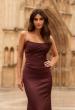 Picture of: Strapless Satin Gown with Ruched Bodice in Chocolate, Style: 33670, Detail Picture 7