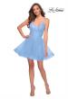Picture of: Short Fit and Flare Tulle Dress with Open Back in Cloud Blue, Detail Picture 1