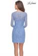 Picture of: Long Sleeve Lace Short Dress with Sheer Back Detail in Cloud Blue, Style: 28232, Detail Picture 5