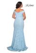 Picture of: Off the Shoulder Lace Plus Dress with Defined Waist in Cloud Blue, Style: 28883, Back Picture