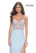 Picture of: Fitted Jersey Gown with Pretty Beaded Rhinestone Illusion Bodice in Cloud Blue, Style: 32089, Main Picture