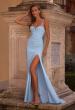 Picture of: Open Back Prom Dress with Rhinestone Detail Neckline in Cloud Blue, Style: 32851, Main Picture