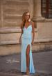 Picture of: Prom Dress with Corset Top and Sheer Illusion Back in Cloud Blue, Style 32962, Main Picture
