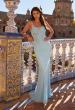 Picture of: Rhinestones Lace Fitted Gown with Scoop Neck and Low Back in Cloud Blue, Style: 33721, Main Picture